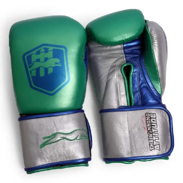 Harrier Pro Boxing Gloves Green & Silver