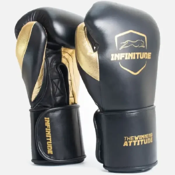 Harrier Pro – Hook & Loop Boxing Gloves Gold & Black